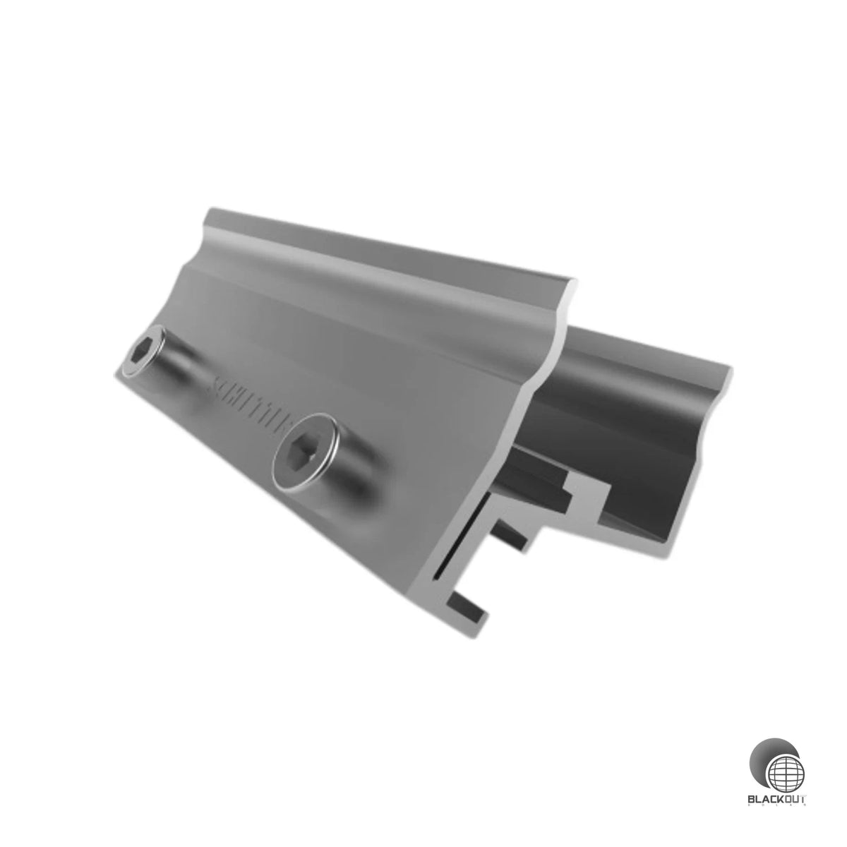 Vorbereiteter Aluminiumverbinder für die sichere, passgenaue Verbindung von Schletter Modultragprofilen — inklusive Befestigungsmaterial.