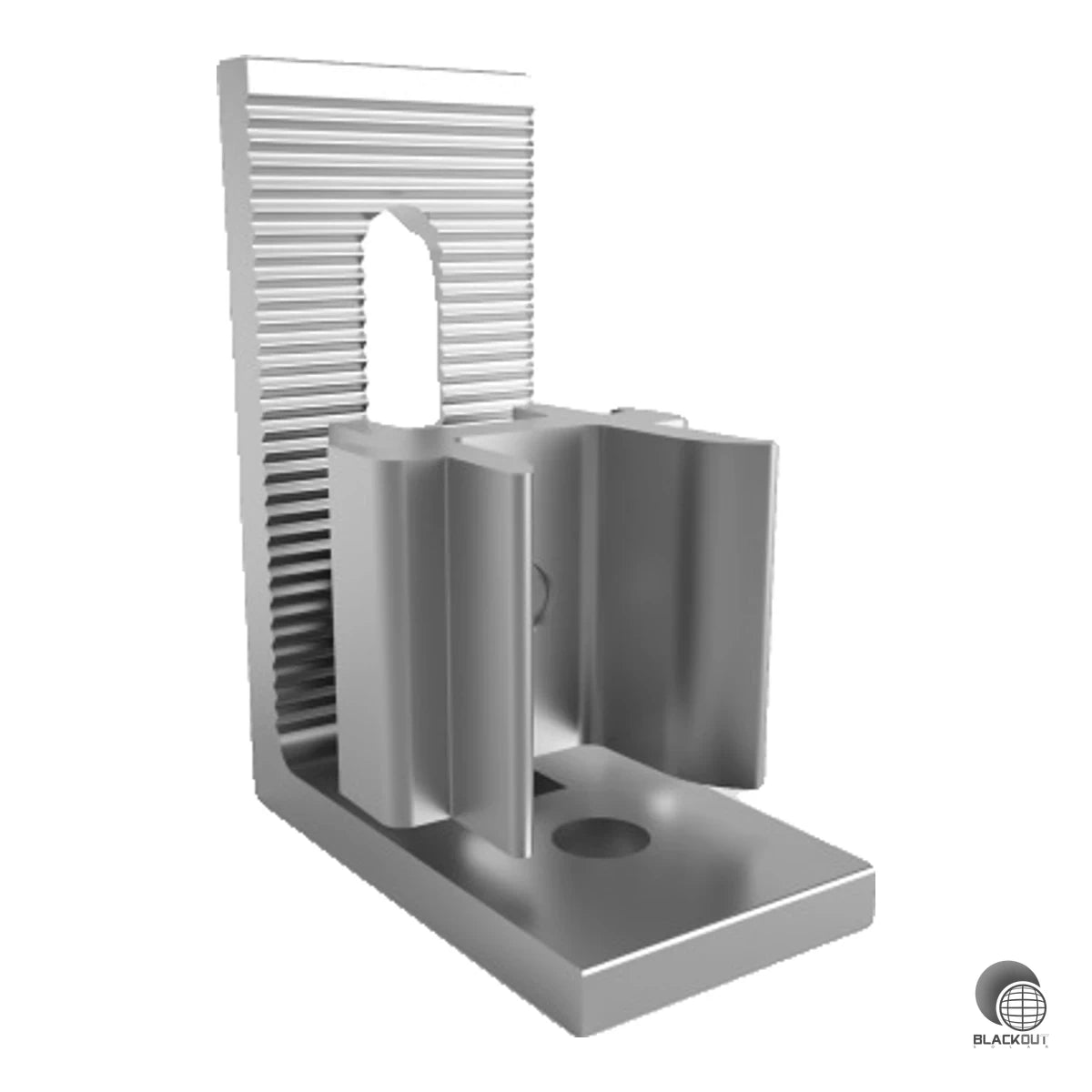 Aluminium-Winkelverbinder für das Schletter FlatGrid-System zur sicheren Montage von Modultragprofilen auf Grundträgern bei Flachdachanlagen.