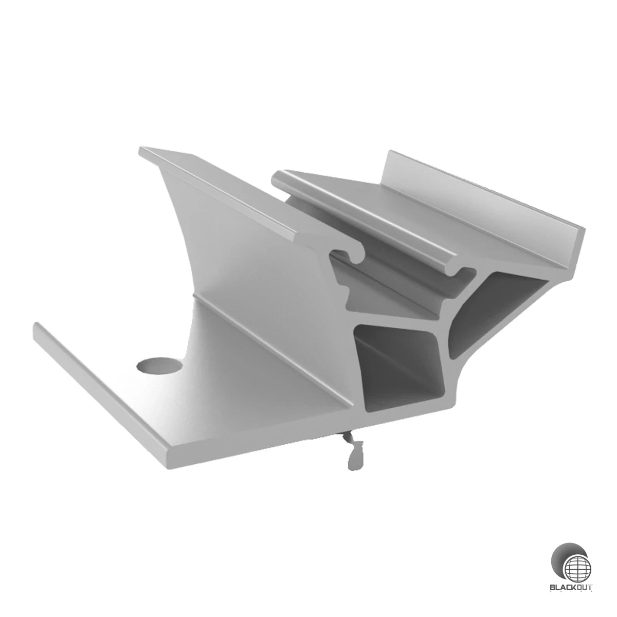 Vorderes Modultragelement aus Aluminium für das K2 Dome 6.15 Flachdach-Montagesystem. Leichtgewichtige Abstandsplatte (ca. 95 g) für die sichere Modulbefestigung.