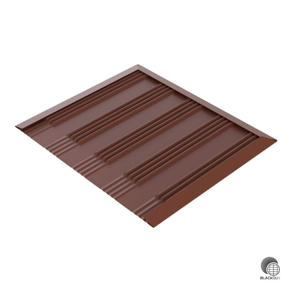 Flexibles Aluminium-Abdeckblech (0,3 mm) in RAL 8004 Kupferbraun mit vormontiertem Butylband — für eine saubere und wetterfeste Abdichtung bei Photovoltaik-Montagesystemen.