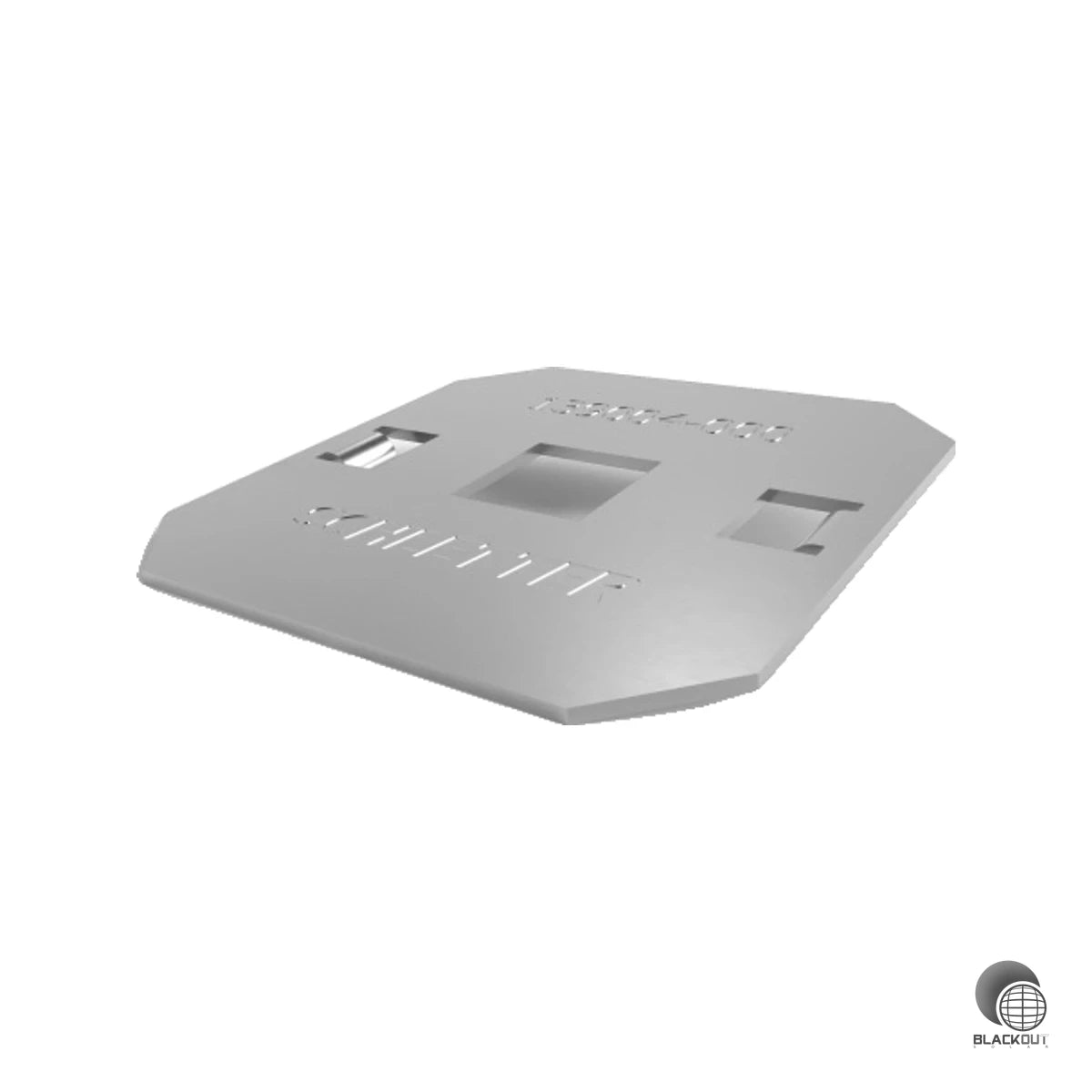 Aluminium-Unterlegblech als Zubehör für Eco-Mittelklemmen — vergrößert die Auflagefläche für eine sichere und gleichmäßige Modulklemmung.