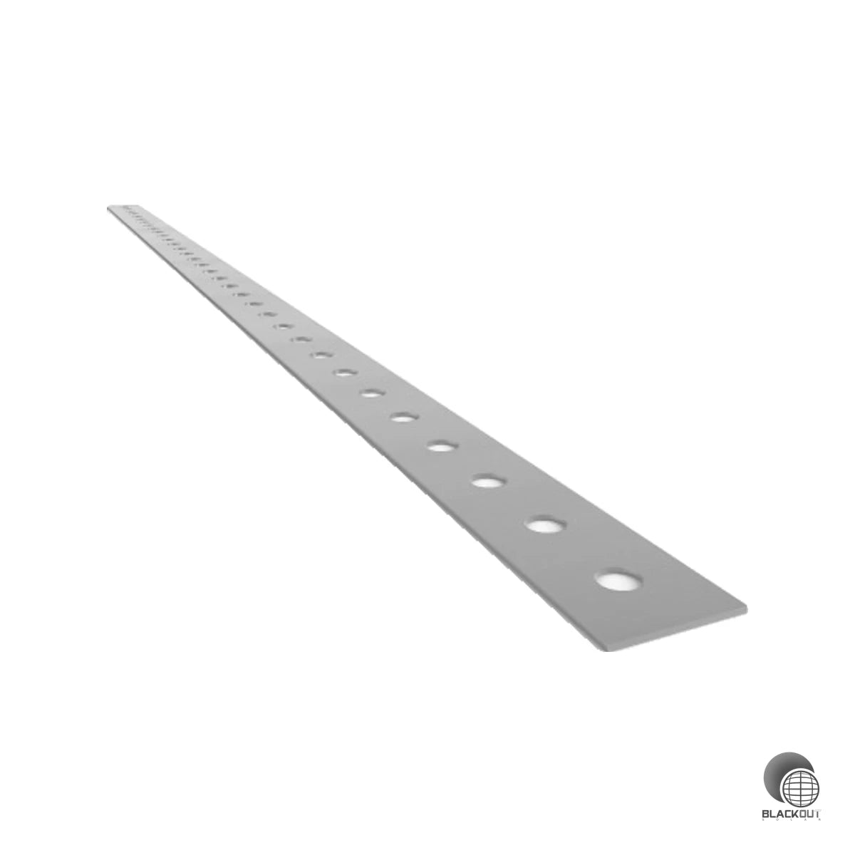 Flexibles Aluminium-Montagelochband für die Potentialverbindung von Einzelschellen und die Befestigung der Stringverkabelung – ideal überall dort, wo keine Montageschienen zum Einsatz kommen.