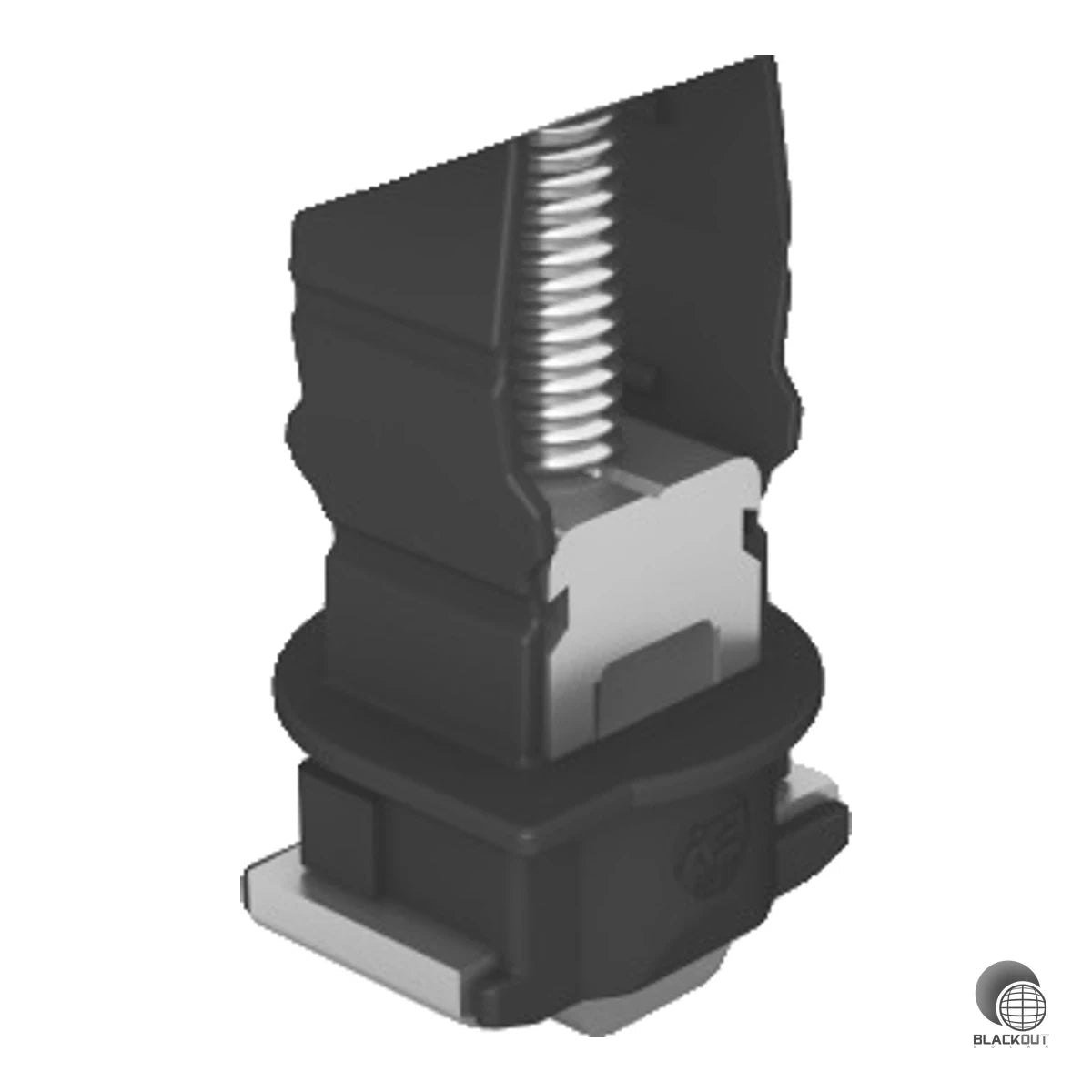 Universelle Modulmittelklemme zur sicheren Fixierung von Solarmodulen mit Rahmenhöhen von 25 bis 40 mm auf K2-Montagesystemen.