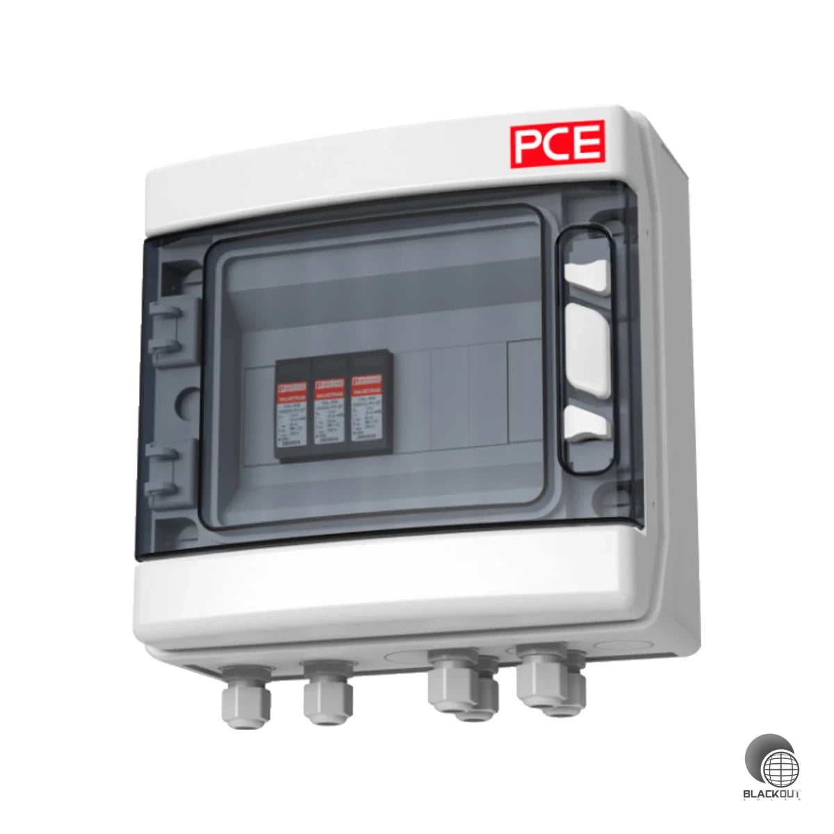 Kompakte DC-Stringbox mit kombiniertem Blitzstrom- und Überspannungsschutz Typ 1+2 für PV-Anlagen mit einem MPP-Tracker — einsatzbereit für Systeme bis 1000 V DC.