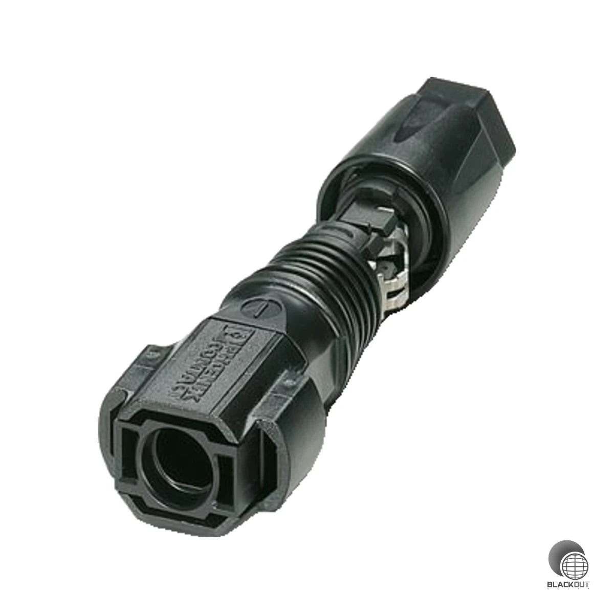 Werkzeugloser PV-Steckverbinder mit Federzuganschluss für schnelle und sichere Feldkonfektionierung an Photovoltaikanlagen bis 1100 V DC und 35 A.