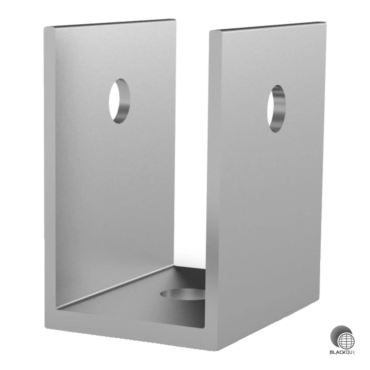 Aluminium-Verbindungsstück für die sichere Verbindung zwischen Betonfundament und TiltUp Vento Strebe. Kompakte Bauform aus eloxierfreiem EN AW 6063 T66.