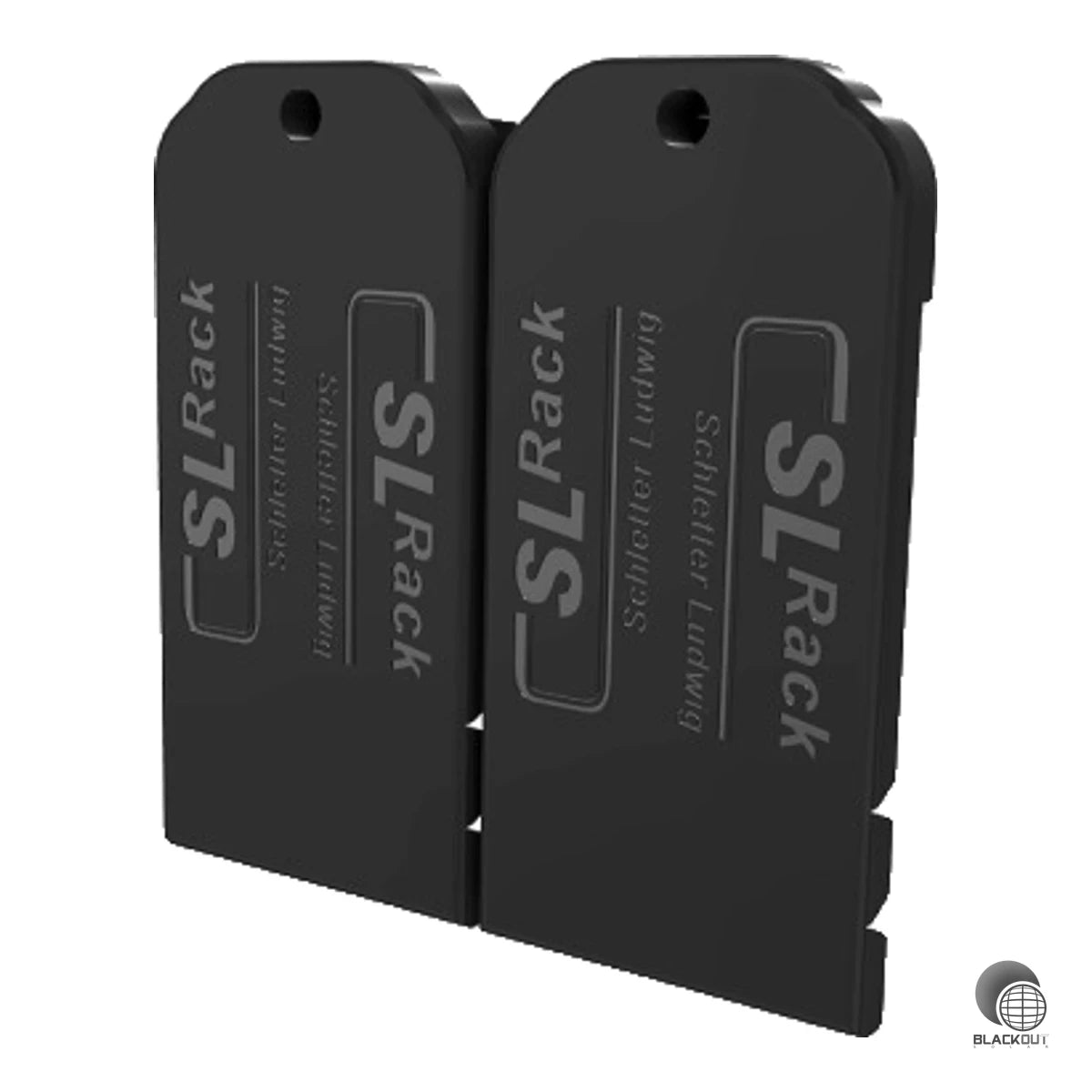 Seitliche Endkappen im Set (links/rechts) für einen sauberen Abschluss aller SL Rack Fassadenprofile. Aus schwarzem Kunststoff mit integriertem Höhenausgleich zur Anpassung an verschiedene Moduldicken.
