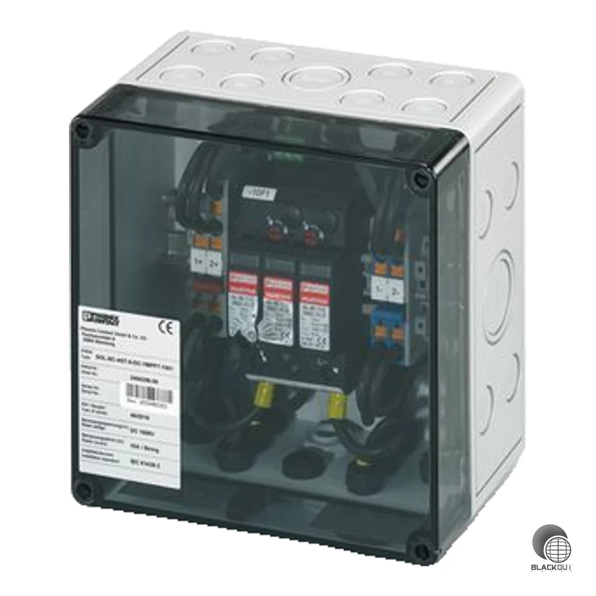 Professioneller Generatoranschlusskasten mit kombiniertem Überspannungsschutz Typ 1 und Typ 2 für PV-Anlagen mit bis zu 4 Strings bei 1000 V DC — einfach verkabelt via SUNCLIX-Anschluss.