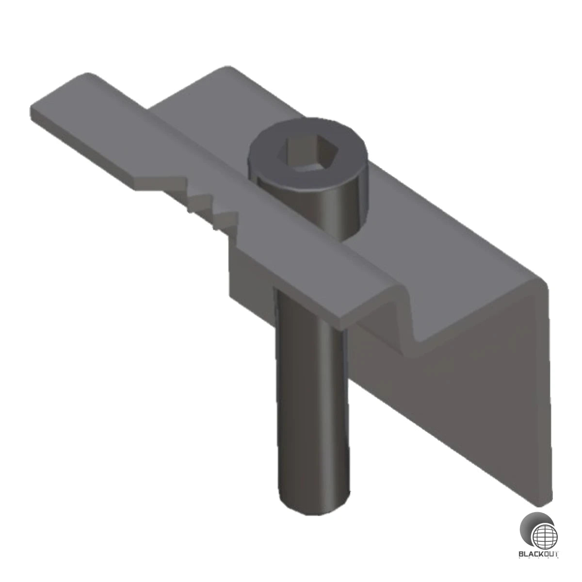 Edelstahl-Endklemme für PV-Module mit 40 mm Rahmenhöhe, speziell entwickelt für das iFIX OW Flachdach-Montagesystem — inklusive vorinstallierter Schraube für schnelle Montage.