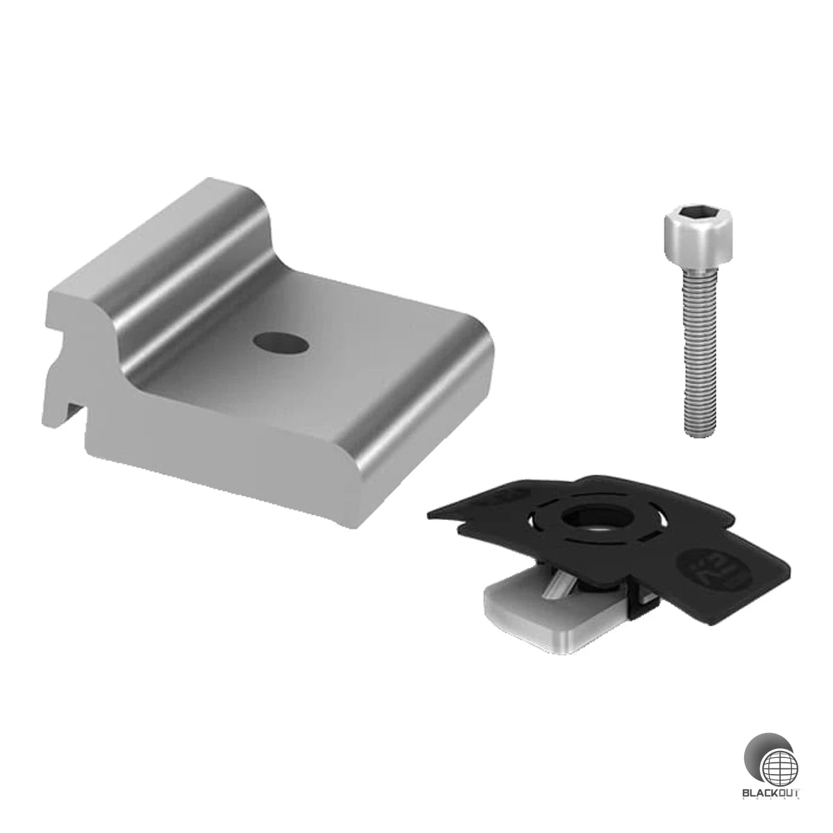 Kreuzverbinder-Set für das K2 SingleRail 63 Montagesystem, inklusive Climber 3.0, Zylinderschraube M8x30 und K2 Einlegemutter mit Montageclip – aus Aluminium EN AW-6063 T66 und Edelstahl A2.