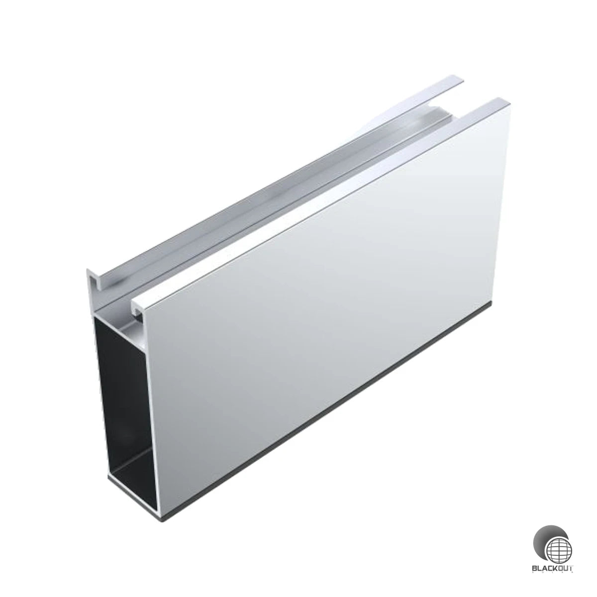 Erhöhte Aluminium-Kurzschiene zur vertikalen Befestigung auf der Hochsicke von Trapezblechen – mit vormontiertem Dichtband für eine schnelle, dichte Montage.