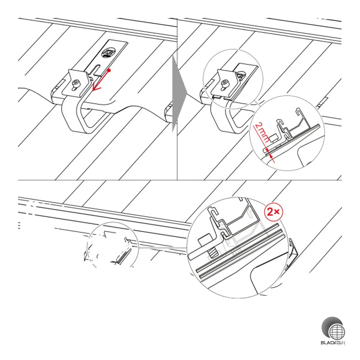 K2 Distanzunterlage 2mm für Dachhaken-Höhenausgleich