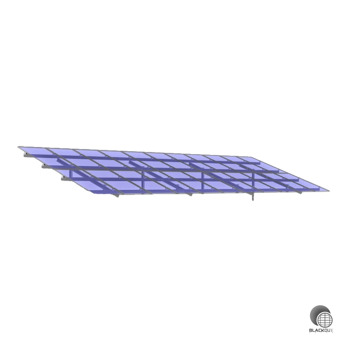 Vorkonfektioniertes Freiflächen-Montagekit von Schletter für 22 Module in zwei Reihen à 11 Module auf Betonfundamenten – komplett und einfach montierbar.