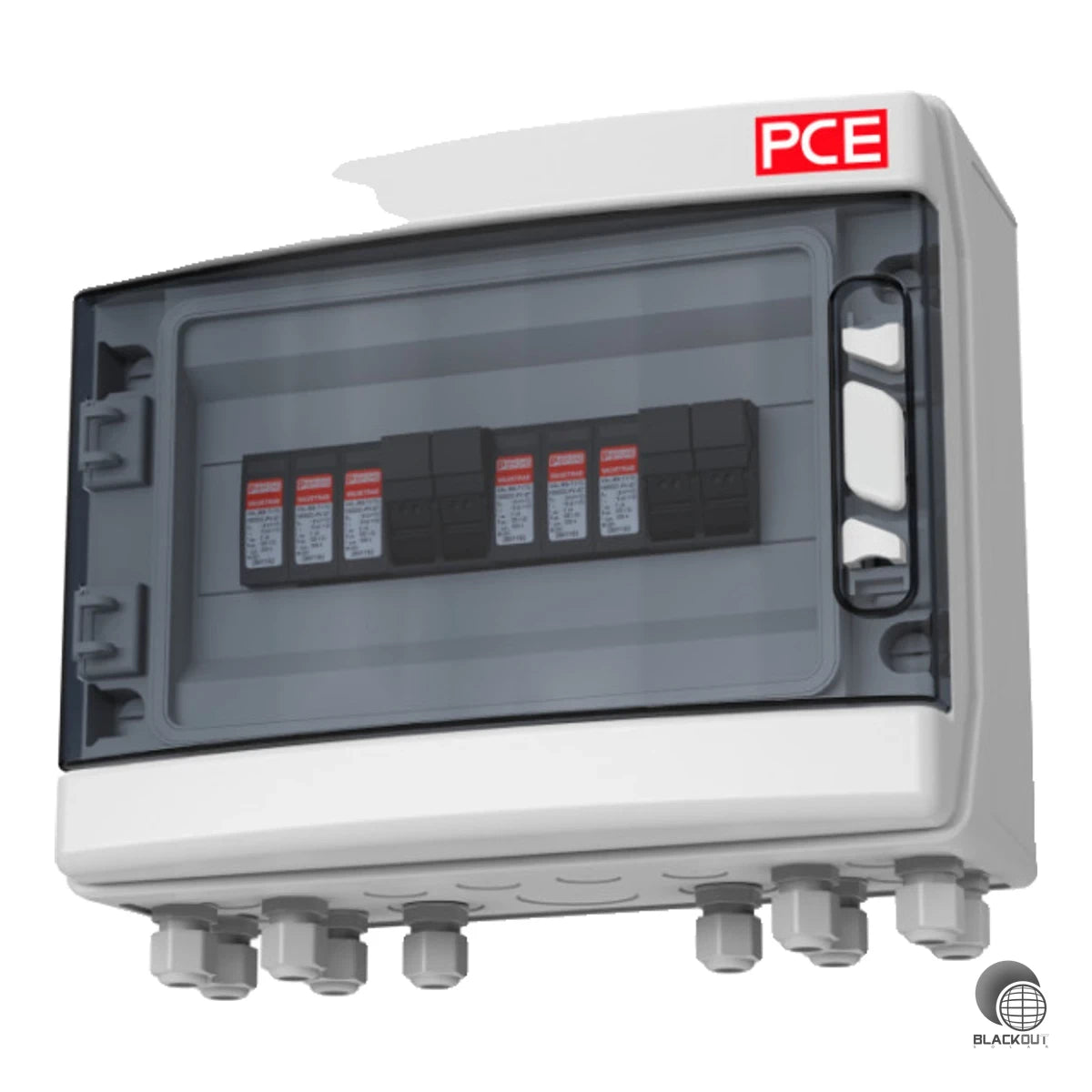 Vorkonfektionierte DC-Stringbox für PV-Anlagen mit 2 MPP-Trackern und integriertem Überspannungsschutz Typ 2 bis 1000 V DC.