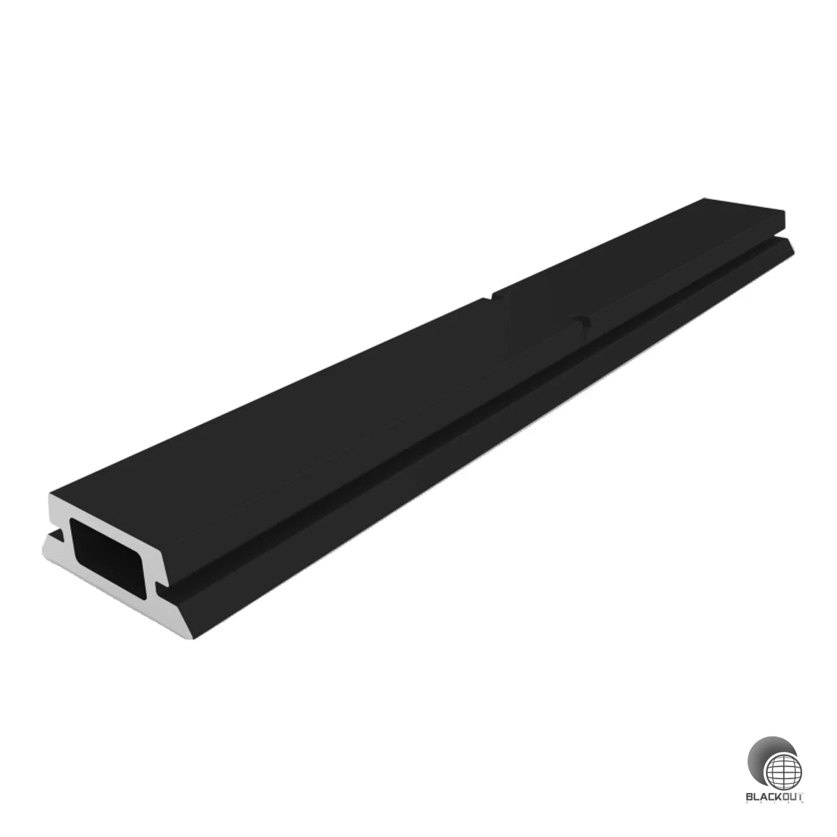 Schienenverbinder für die werkzeuglose Verbindung zweier K2 InsertionRail 2.0 Montageschienen. Aus schwarz eloxiertem Aluminium EN AW-6063 T66 gefertigt – einfach einschieben und stabil verbinden.