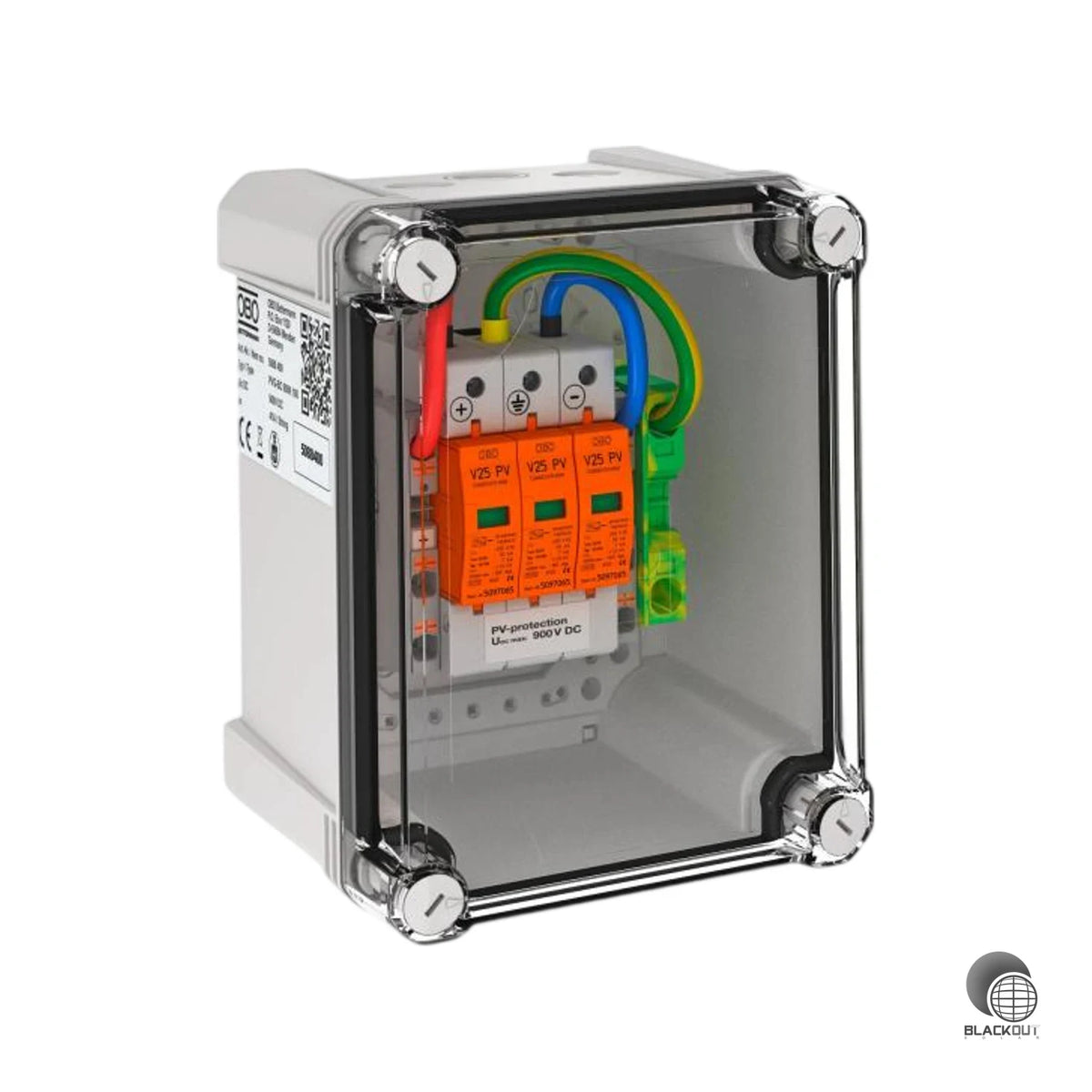 Kompakter DC-Stringkasten mit Typ-1+2-Überspannungsschutz für 1 PV-String und 1 WR-MPP — ideal für kleine Aufdachanlagen mit bis zu 900 V DC.