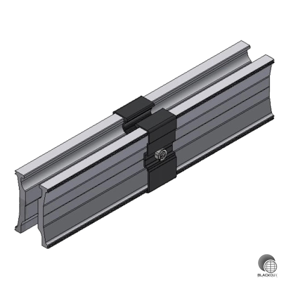 Für eine saubere, optisch unauffällige Längsverbindung von RAIL-60-Modultragprofilen — mit vormontierten Edelstahlschrauben für schnelle Montage.