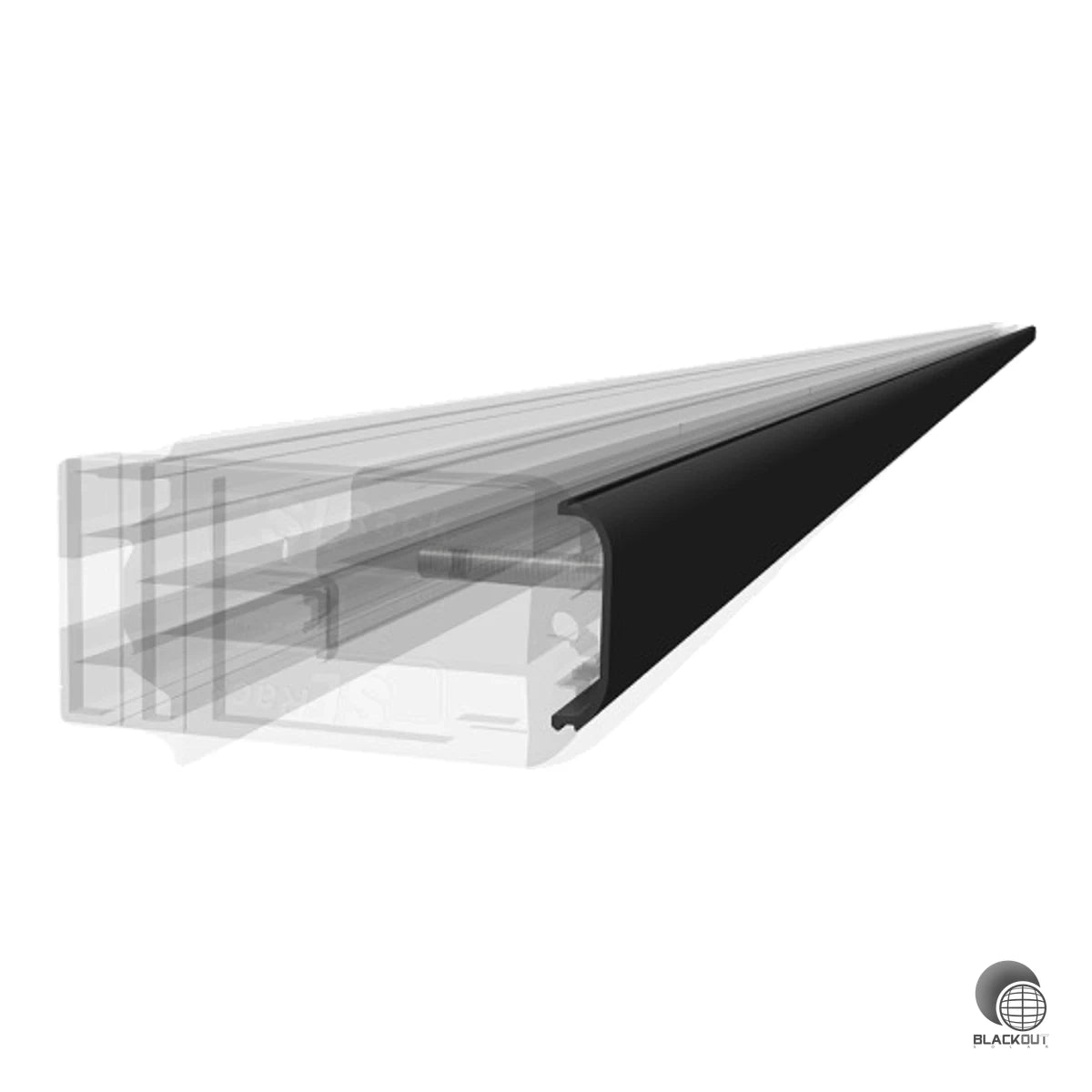 Abdeckprofil für die SL Energy Wall Fassaden-Einlegeprofile mit schraubenloser Klick-Befestigung. Schwarz eloxiertes Aluminium für einen nahtlosen, ästhetischen Fassadenabschluss.