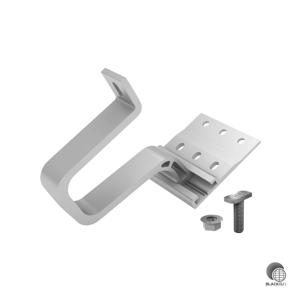 Robuster Aluminium-Dachhaken zur Befestigung der K2 SingleRail auf Schrägdächern mit Ziegeleindeckung. Inklusive Hammerkopfschraube und Sperrzahnmutter für eine schnelle Montage.