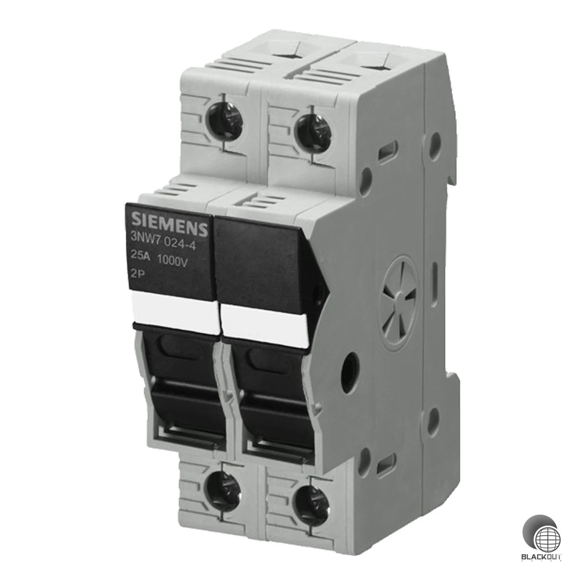Zweipoliger Zylindersicherungshalter für 10×38-mm-Sicherungen, ausgelegt für bis zu 30 A und 1000 V DC – ideal für den sicheren Schutz in Photovoltaik-Anlagen.
