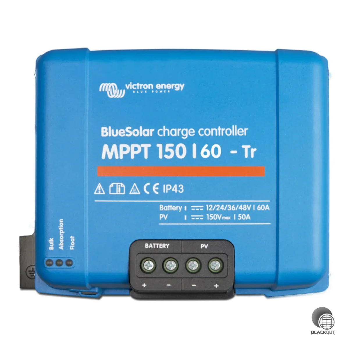 MPPT-Solarladeregler mit 60 A Ladestrom für 12/24/48-V-Systeme und bis zu 150 V PV-Eingangsspannung. Effizientes Lademanagement mit VE.direct-Schnittstelle für Inselanlagen.