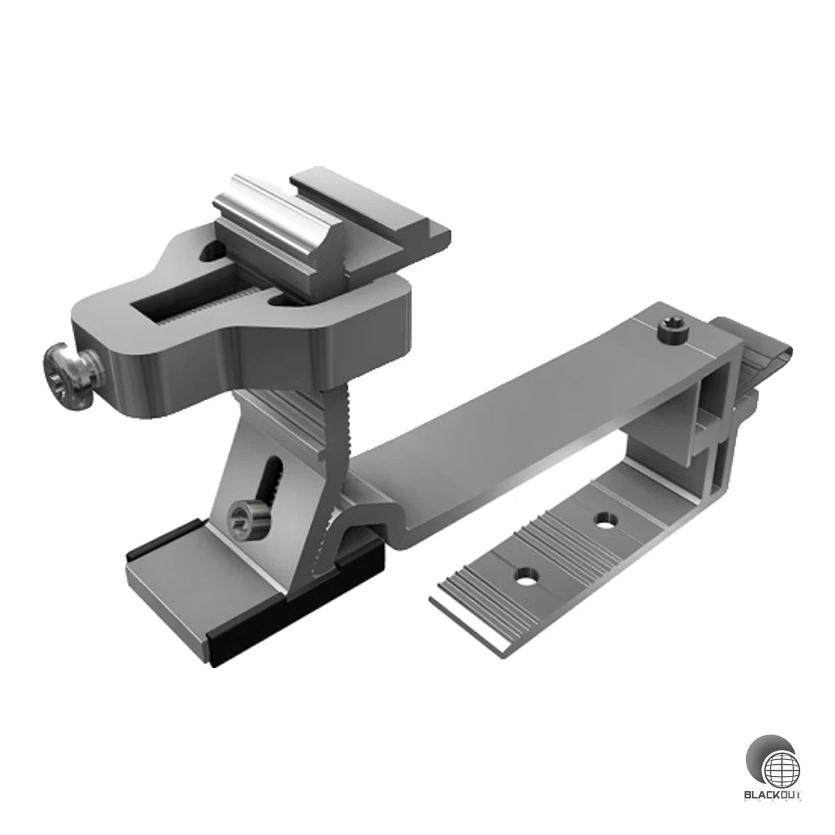 Universeller Aluminium-Dachhaken für die sichere Montage von PV-Modulen auf geneigten Dächern — vielseitig einsetzbar dank Multi-Hook-Konzept.