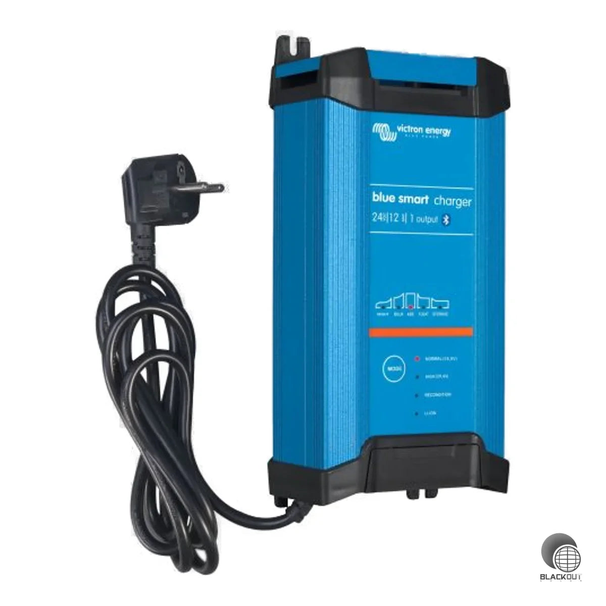 Intelligentes 24V-Batterieladegerät mit 12A Ladestrom, adaptivem 6-Stufen-Algorithmus und Bluetooth-Steuerung. Lädt Blei-Säure- und Lithium-Ionen-Batterien mit bis zu 94 % Wirkungsgrad.
