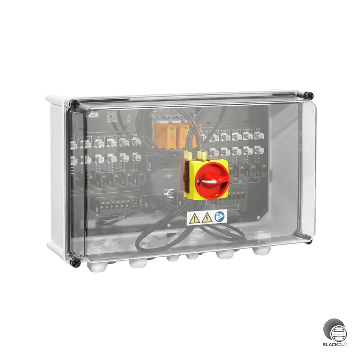 Professioneller Generatoranschlusskasten für PV-Anlagen mit einem MPP-Tracker, 6 String-Eingängen, kombiniertem Überspannungsschutz Typ I/II und integriertem Lasttrennschalter — zuverlässiger DC-Schutz nach europäischer Norm.