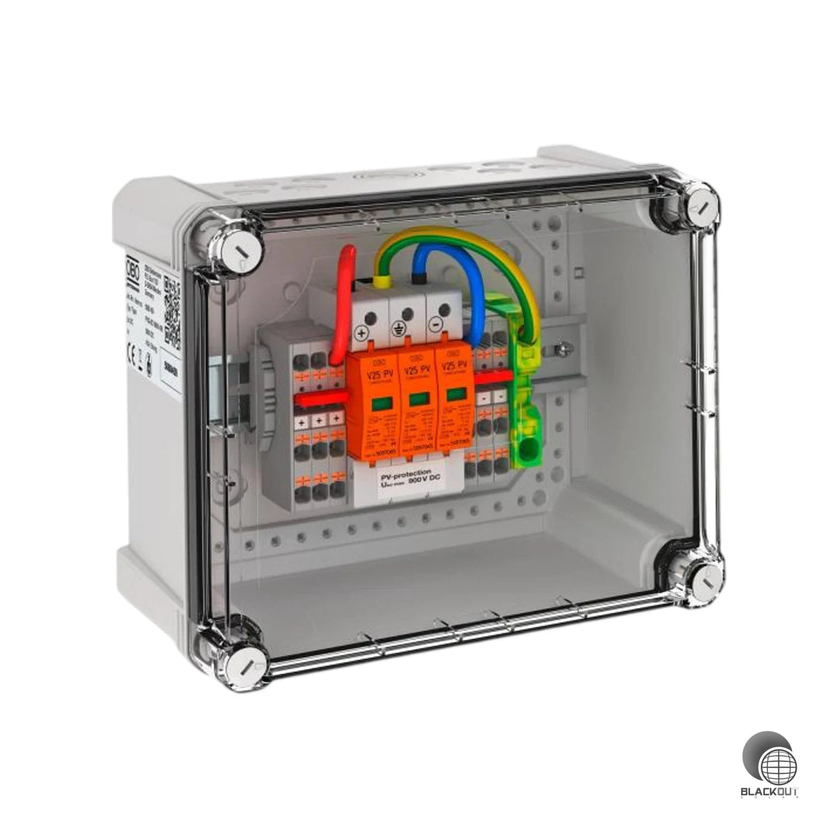 DC-Stringbox für Photovoltaikanlagen mit 4 String-Eingängen auf 1 WR-MPP — schützt den Wechselrichter zuverlässig vor Überspannungen und ist dank IP67-Gehäuse für den Außeneinsatz ausgelegt.