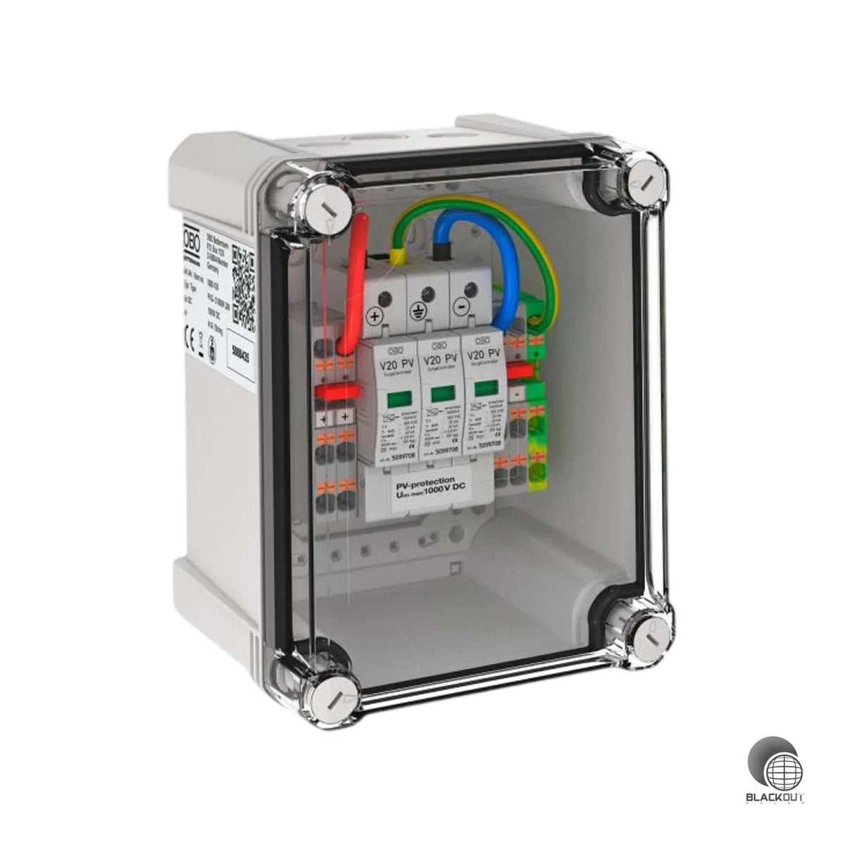 DC-Stringbox für Photovoltaikanlagen mit Typ-2-Überspannungsschutz — schützt den Wechselrichter zuverlässig vor Spannungsspitzen aus bis zu 2 PV-Strings.