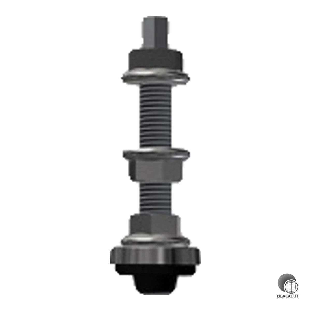 Robustes Stockschraubenset aus Edelstahl-Stockschraube M10x300 und Aluminium-Aufsatz M12 mit EPDM-Abdichtung für die sichere PV-Montage auf Holzkonstruktionen.