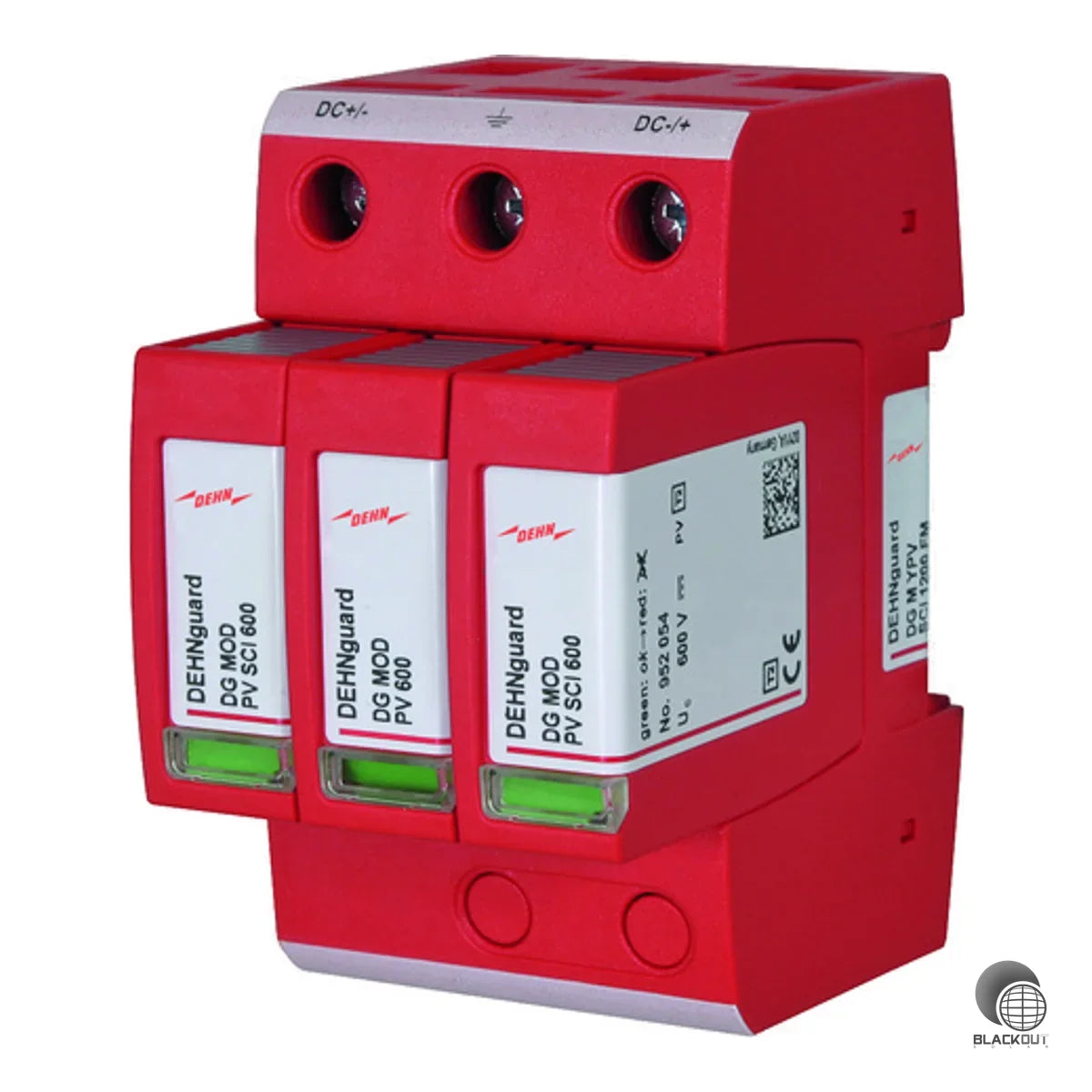 Modularer Überspannungsableiter Typ 2 für PV-Anlagen bis 1200 V DC mit patentierter SCI-Abtrennvorrichtung und Fernmeldekontakt. Steckbare Schutzmodule ermöglichen schnellen Austausch ohne Demontage der Verdrahtung.