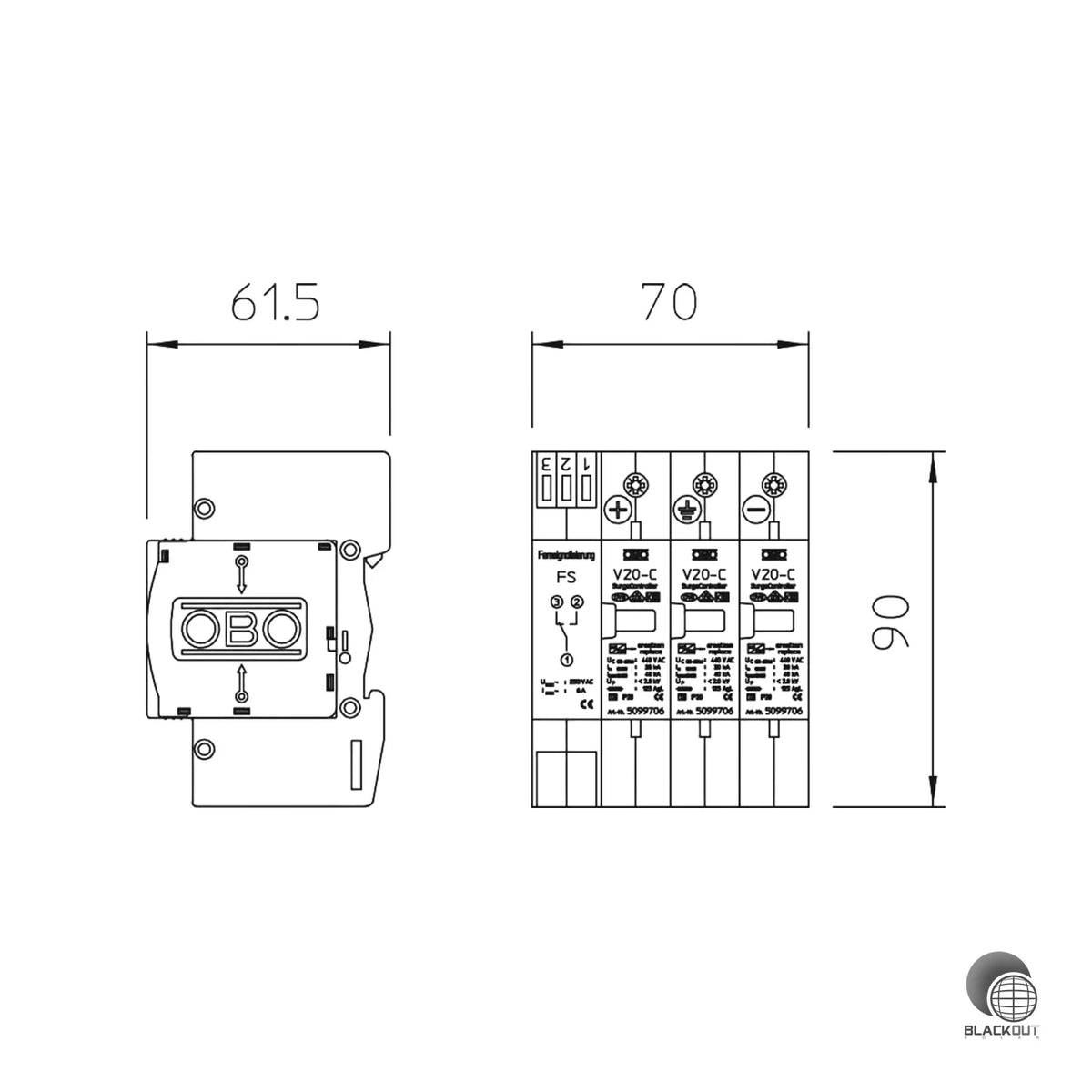 OBO Bettermann V50 Kombiableiter 3-polig 600V DC PV