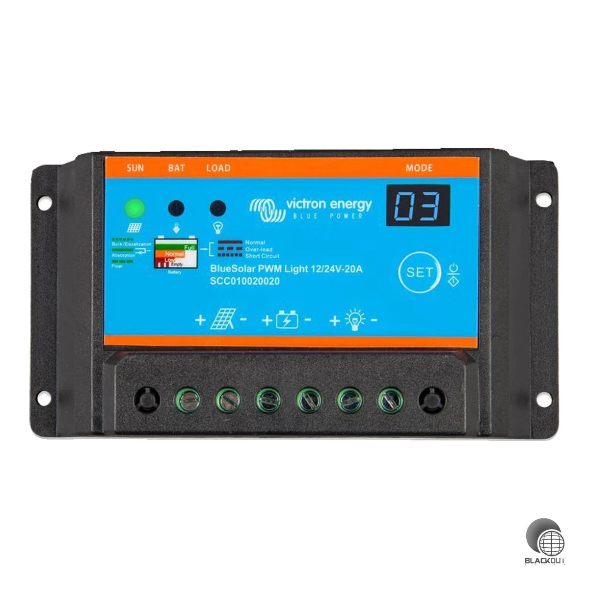 PWM-Solarladeregler mit 30 A Nennladestrom und automatischer 12/24-V-Systemerkennung. Lastausgang mit Tiefentladeschutz und lichtgesteuerter Timer-Funktion für einfache Steuerung von Verbrauchern.