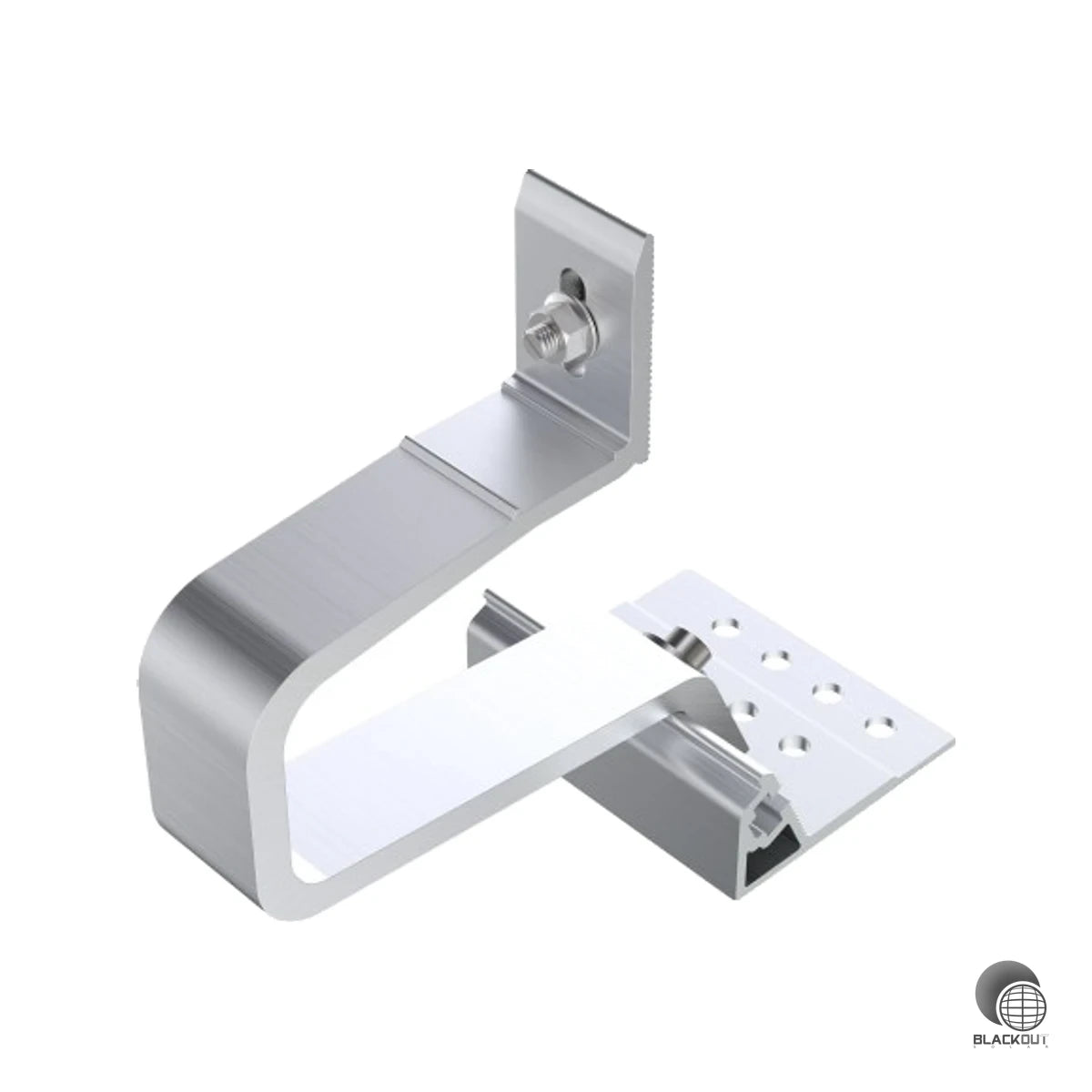 Erhöhter Aluminium-Dachhaken für Pfannenziegeldächer mit dicken Betonziegeln — kompatibel mit den Trägerprofilen X40 und X50 von Aerocompact.
