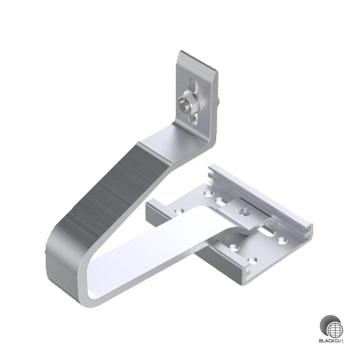 Aluminium-Dachhaken speziell für Mönch-Nonne- und Portoghese-Ziegel mit niedrigen Dachlatten — vormontiert und höhenverstellbar für eine schnelle, sichere Schienenmontage.