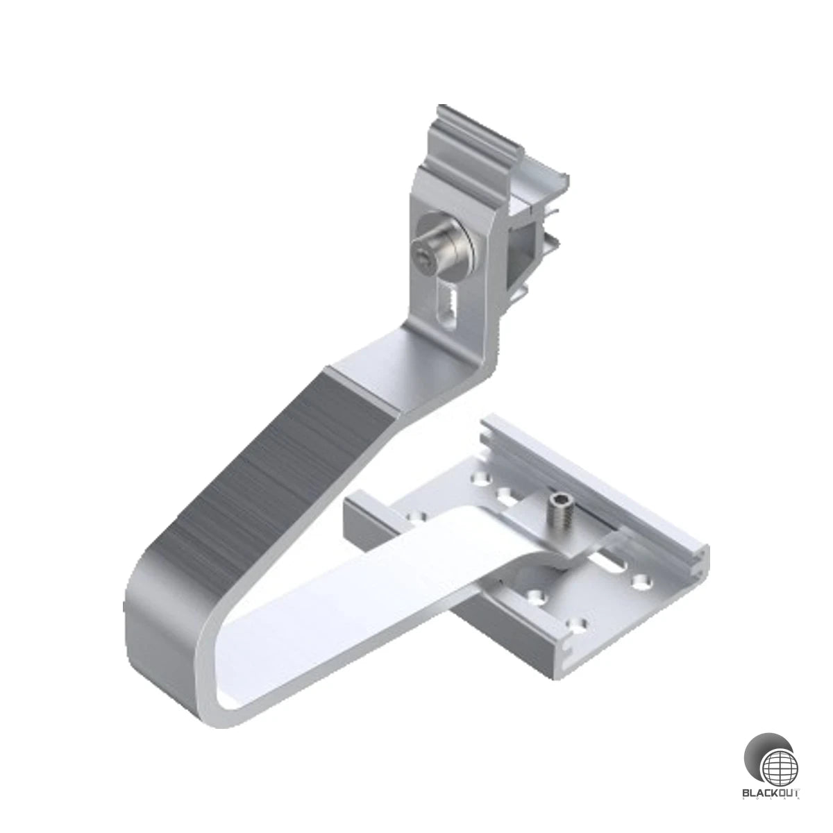 Aluminium-Dachhaken speziell für Mönch-Nonne- und Portoghese-Ziegel mit niedrigen Dachlatten — vormontiert und für die Klick-Schnellmontage mit Aerocompact X40/X50-Schienen vorbereitet.