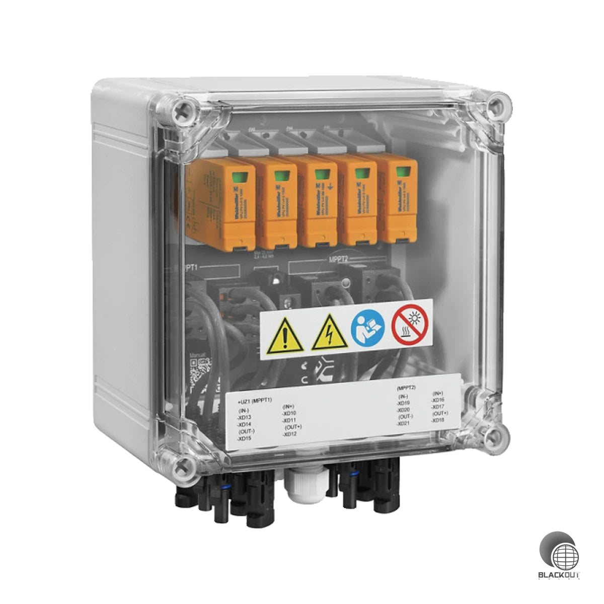 Kompakter Generatoranschlusskasten für PV-Anlagen mit 2 MPP-Trackern — schützt die DC-Seite zuverlässig gegen Überspannungen und erleichtert die String-Verkabelung.