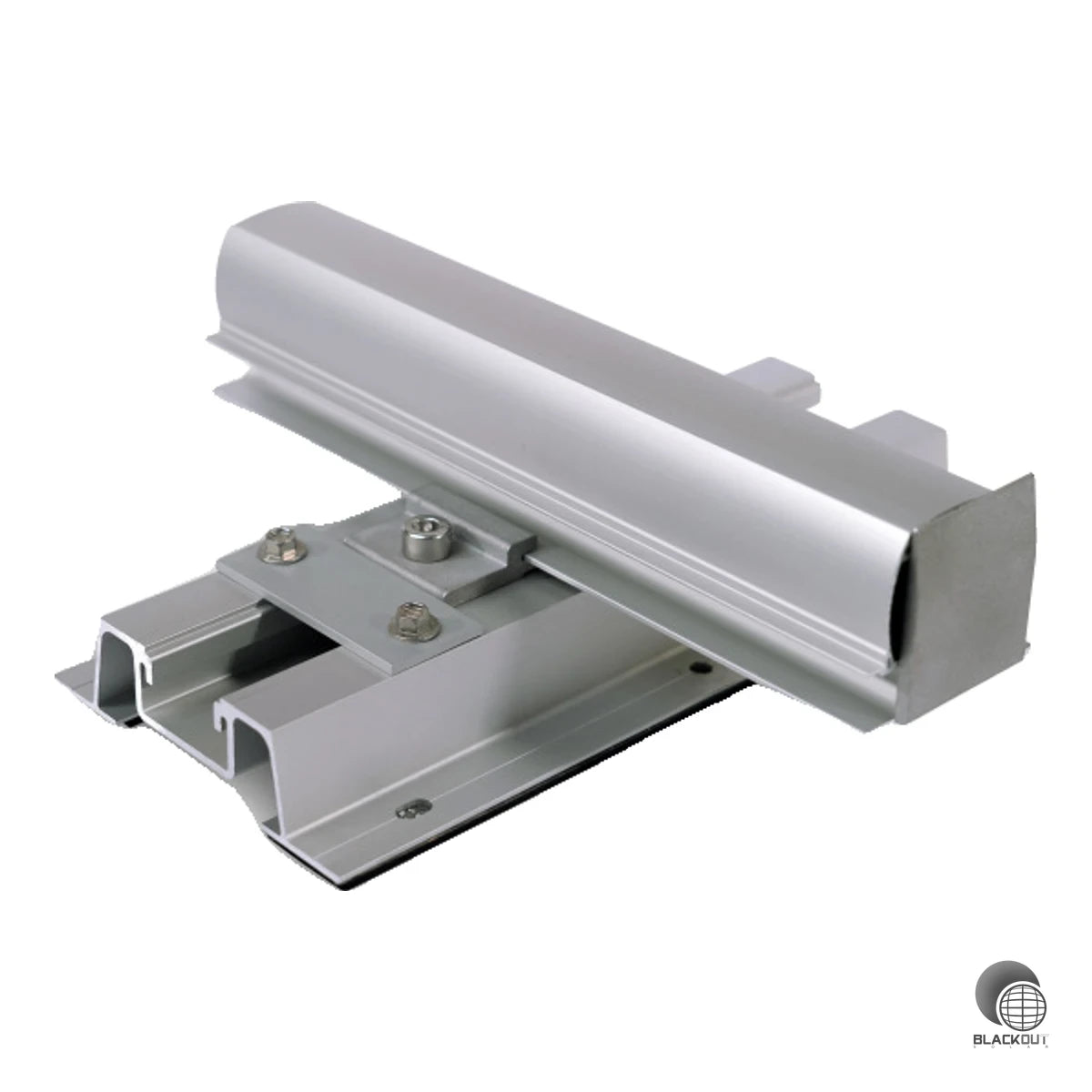 Anschauliches Handmuster des K2 WallPV CarrierRail Systems – ideal zur Präsentation und Planung von Fassaden-PV-Installationen.
