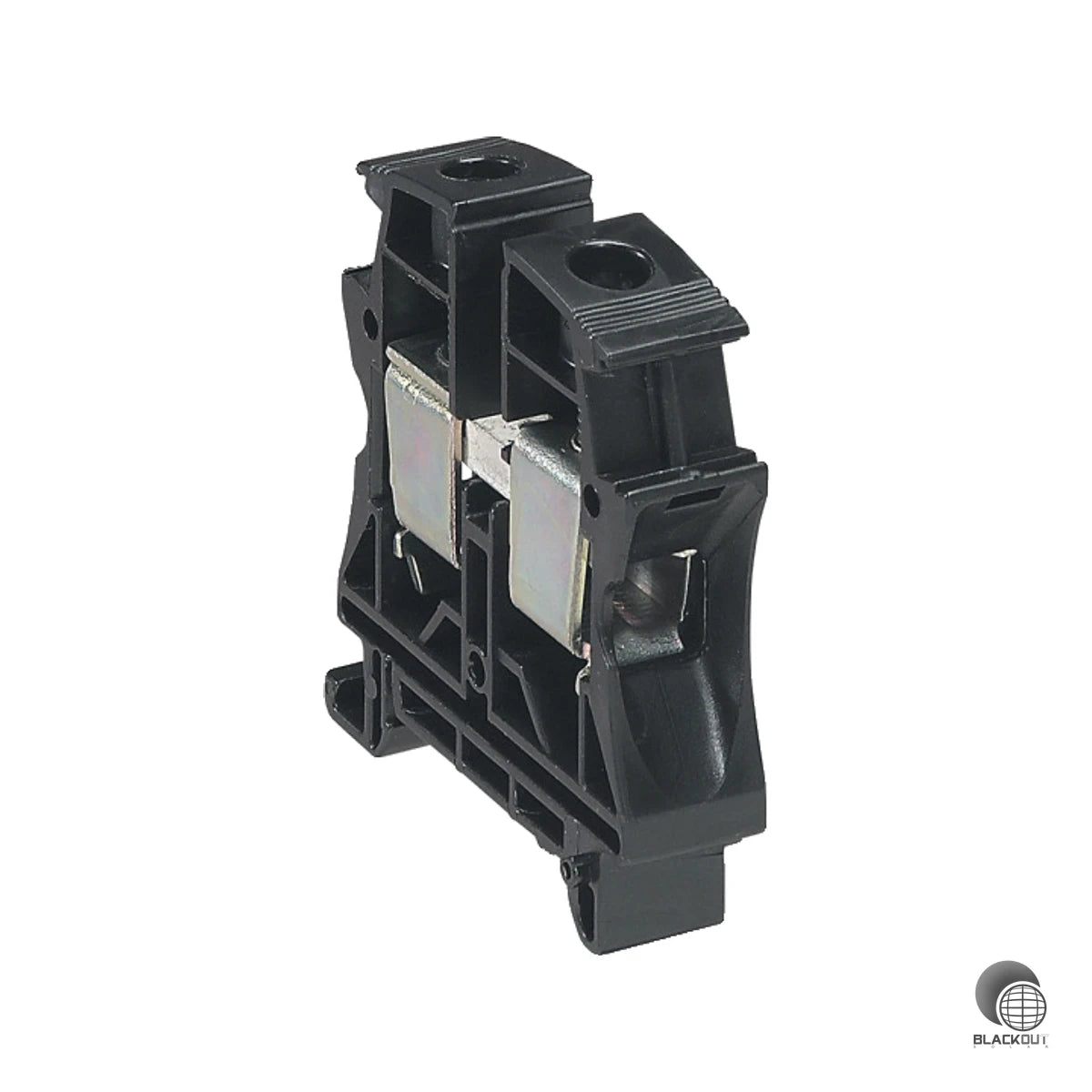 Speziell für Photovoltaik-Anlagen ausgelegte Durchgangs-Reihenklemme mit 1000 V DC Bemessungsspannung und 80 A Bemessungsstrom — robust, sicher und auf Hutschiene TH35 montierbar.