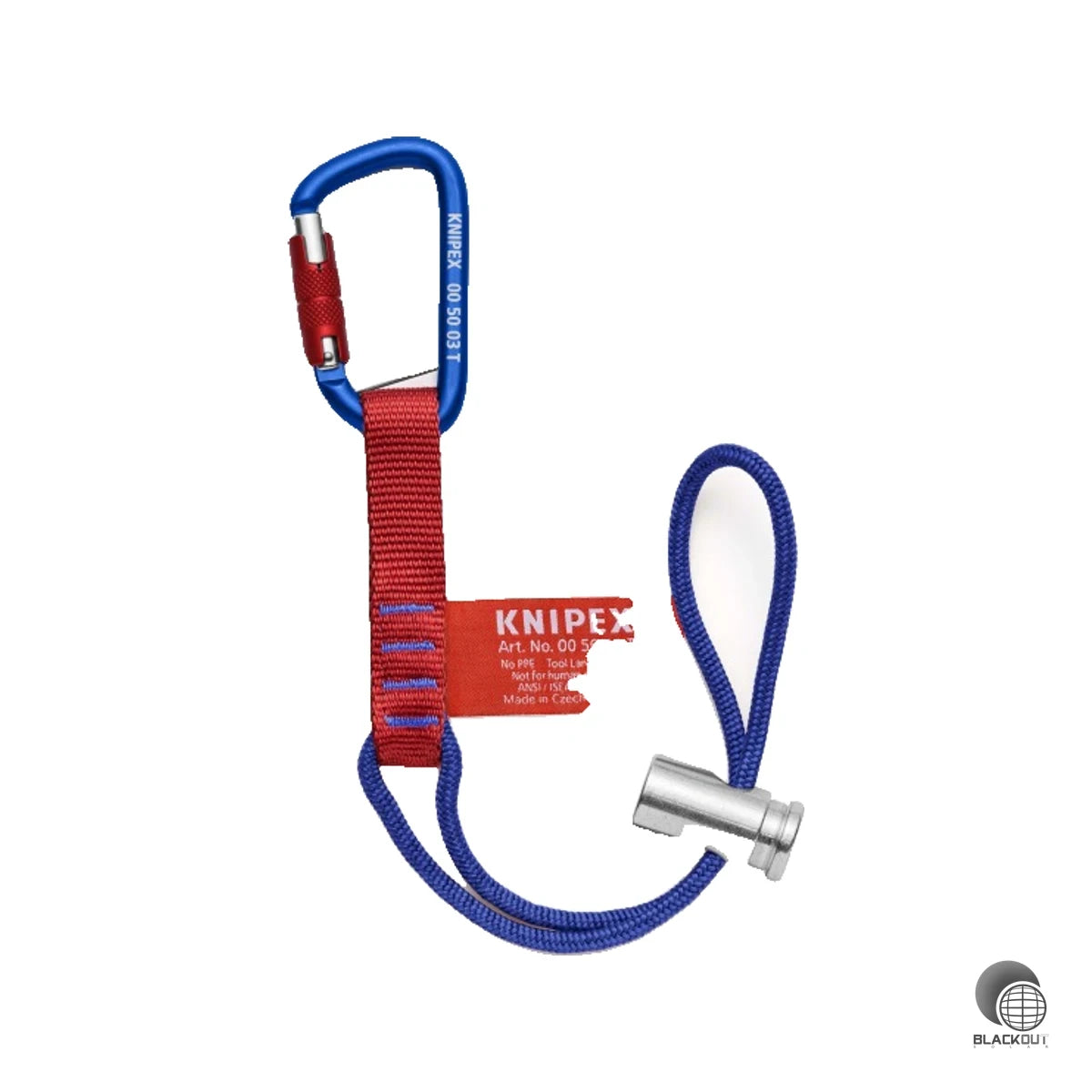 Adapterschlaufe mit fixiertem Materialkarabiner zur zuverlässigen Werkzeug-Absturzsicherung für Werkzeuge bis 6 kg. Vielseitig kombinierbar für Arbeiten in Höhe und Tiefe.