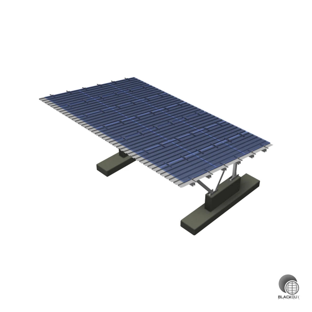Kompaktes Solar-Carport-Montagesystem von SL Rack für zwei Fahrzeuge – konzipiert für die Integration von 21 Solarmodulen in 3 Reihen à 7 Module.