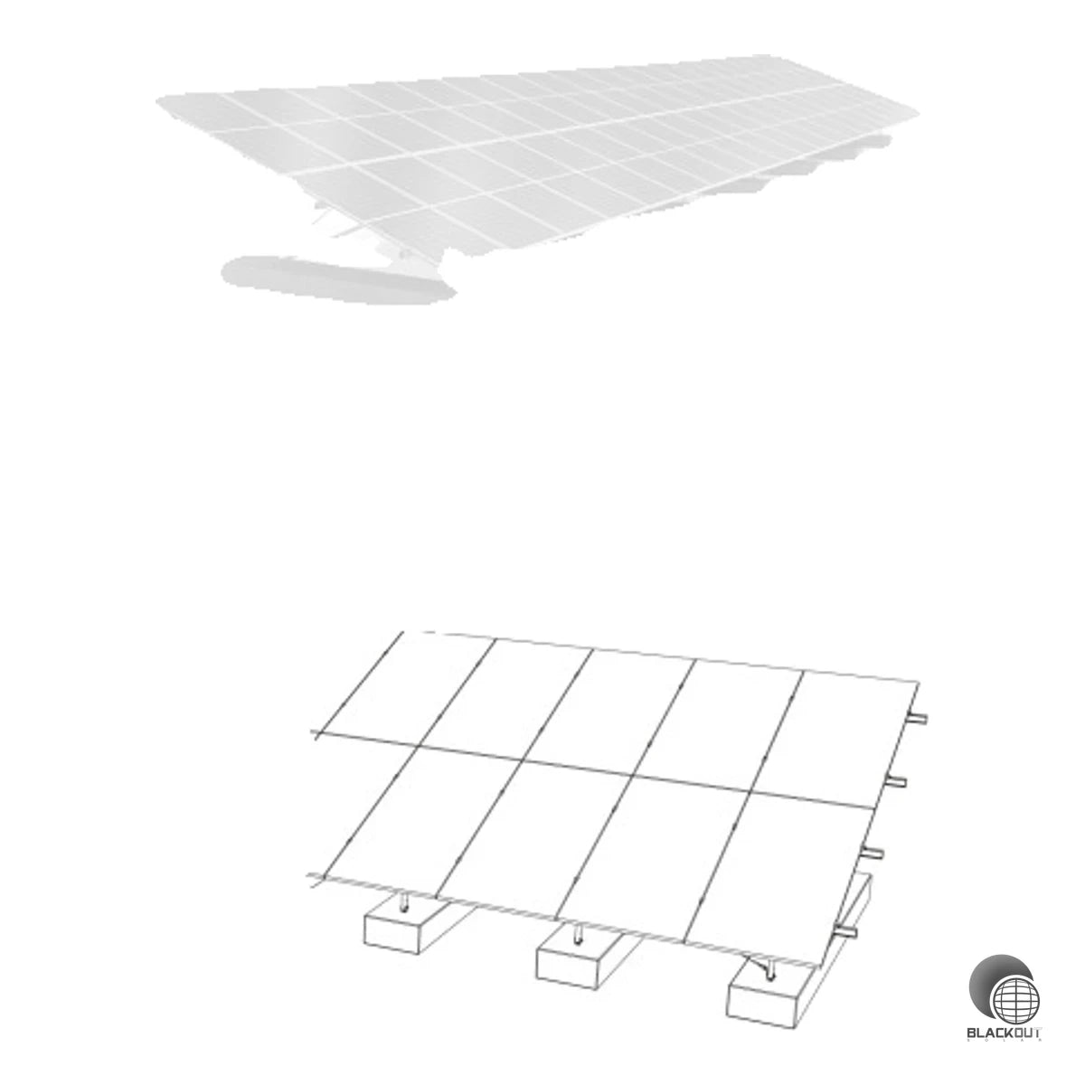 Komplettes Freiland-Montagesystem für 20–24 PV-Module in vertikaler Ausrichtung mit festem 20°-Neigungswinkel. Das Aluminium-Kit wird auf Ballastblöcken verankert und enthält alle Tragprofile, Streben und Kleinteile für eine schnelle Montage.