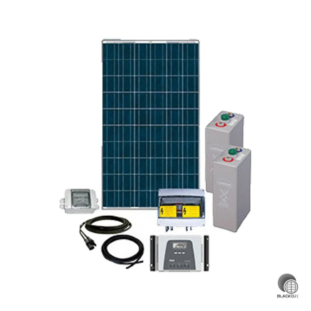 Vollständiges Off-Grid-Solarkit für eine zuverlässige, netzunabhängige Stromversorgung von Heim und Werkstatt — mit 24 Solarmodulen, Langzeit-OPzV-Batterien und MPPT-Solarladereglern.