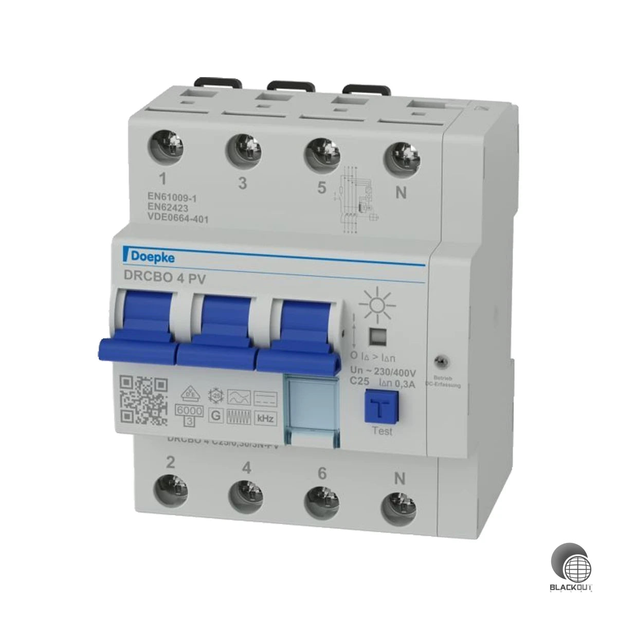 Allstromsensitive FI-/LS-Kombination speziell für Photovoltaikanlagen: schützt zuverlässig gegen Fehlerströme und Kurzschlüsse in einem kompakten 4,5-TE-Gerät.