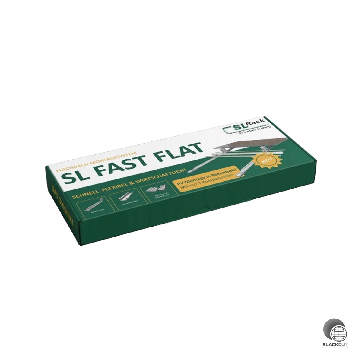 Der SL Rack Fast Flat Musterkoffer gibt Ihnen und Ihren Kunden einen praxisnahen Eindruck vom innovativen Fast Flat Flachdach-Montagesystem – ideal für Beratung, Präsentation und Planung vor Ort.