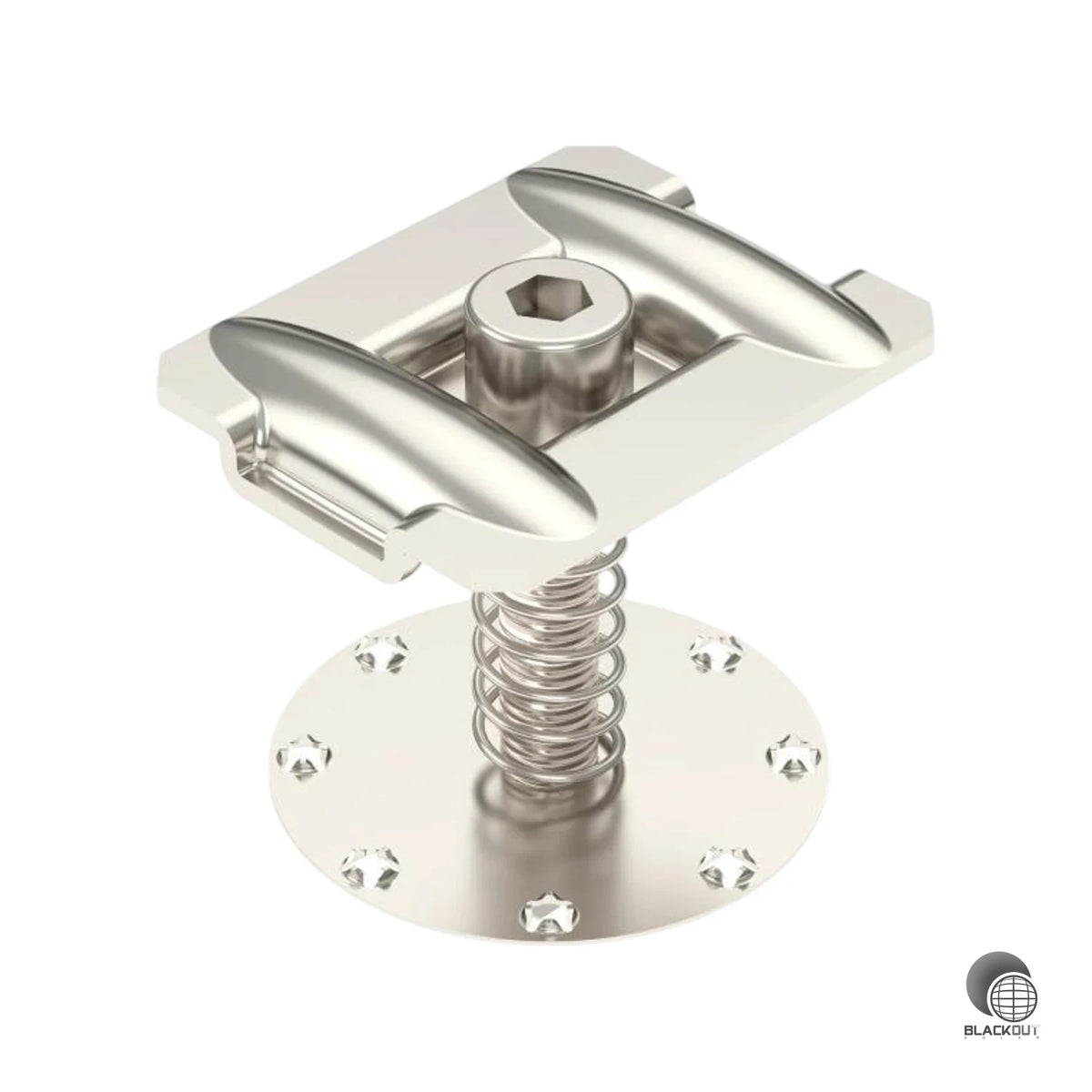 Robuste Mittelklemme aus rostfreiem Stahl zur sicheren Fixierung von PV-Modulen auf Trägerprofilen — mit integrierter Modulerdung und Befestigungsmaterial im Lieferumfang.