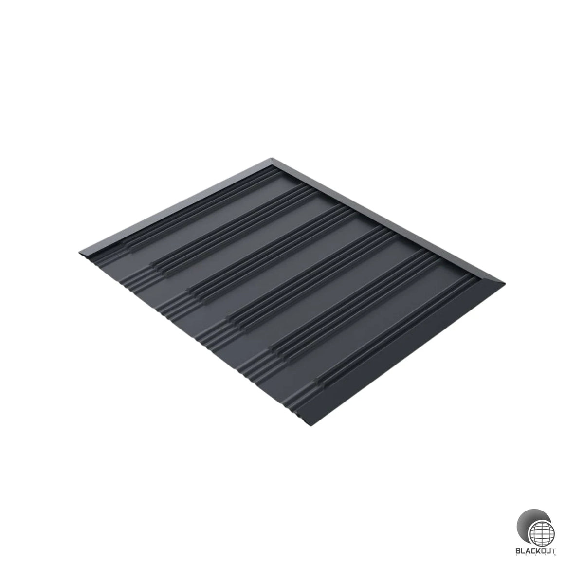 Flexibles Aluminium-Abdeckblech in Anthrazitgrau (RAL 7016) für PV-Montagesysteme – mit vormontierten Butylband für schnelle, zuverlässige Abdichtung.