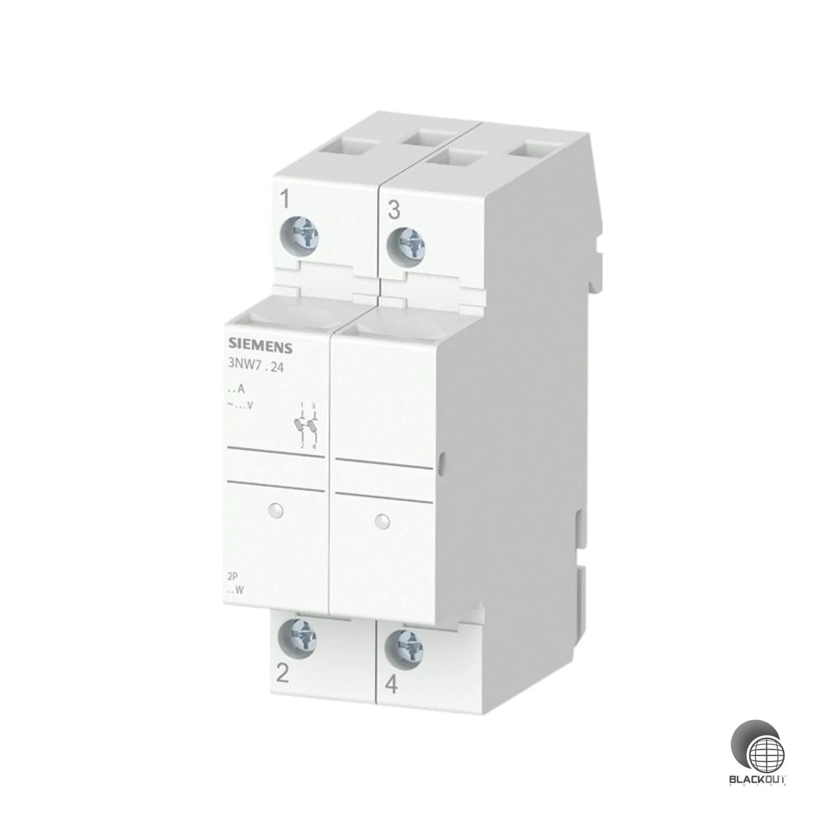 Zweipoliger Zylindersicherungshalter für das SENTRON-System mit LED-Signalmelder – zuverlässiger Schutz für Halbleiterkomponenten bis 32 A und 690 V AC.