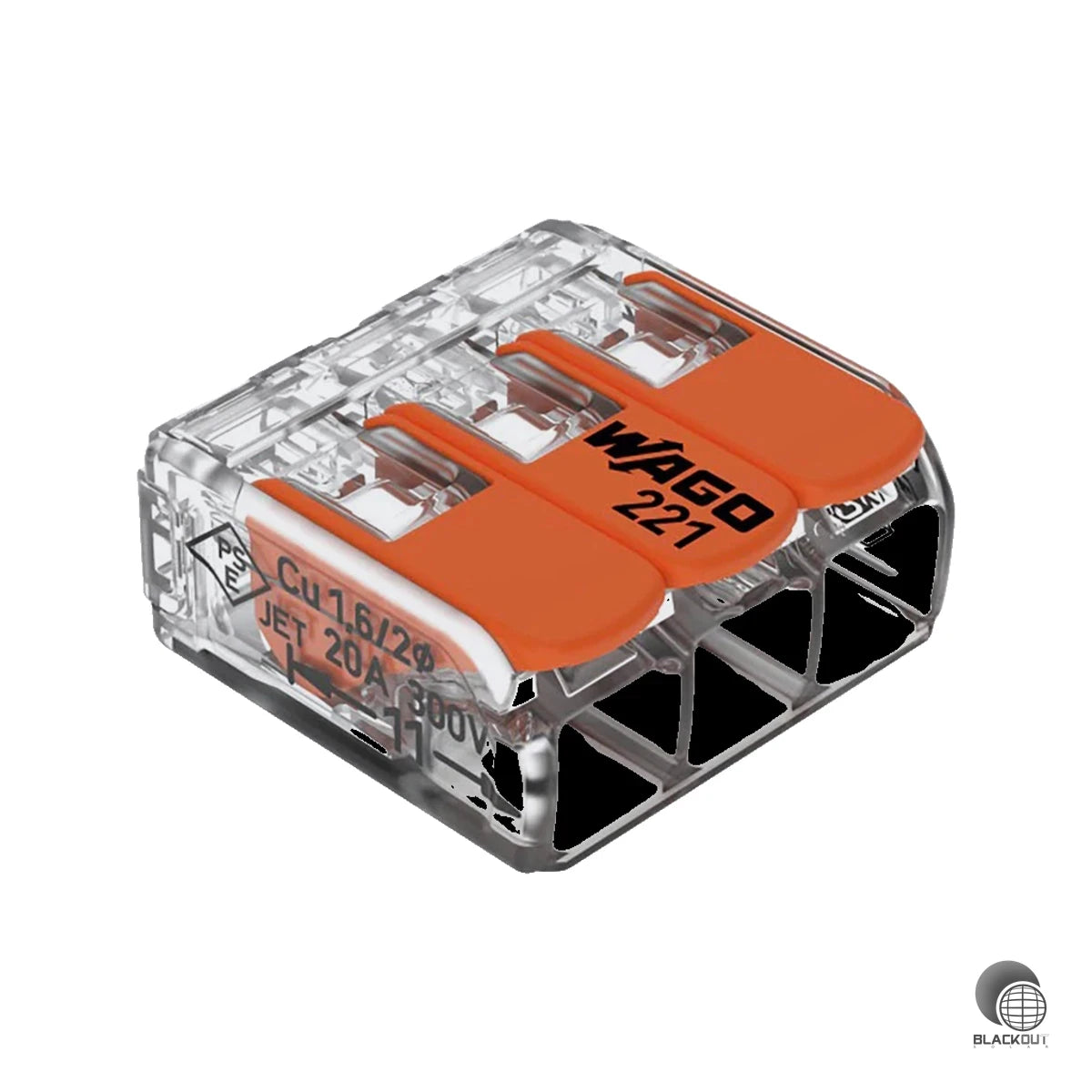 WAGO 3-Leiter Verbindungsklemme mit Hebeln, für alle Leiterarten, max. 4mm², transparent 2